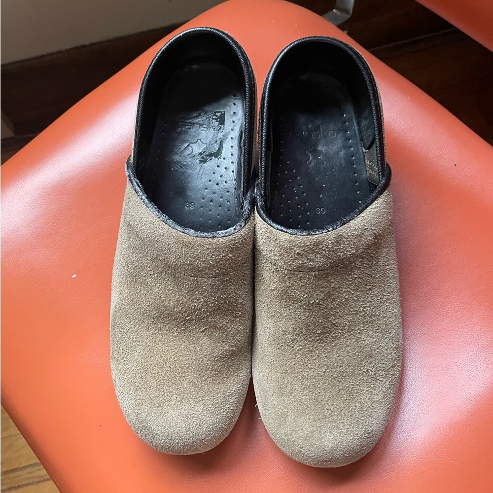 Dansko Suede Olive Clogs